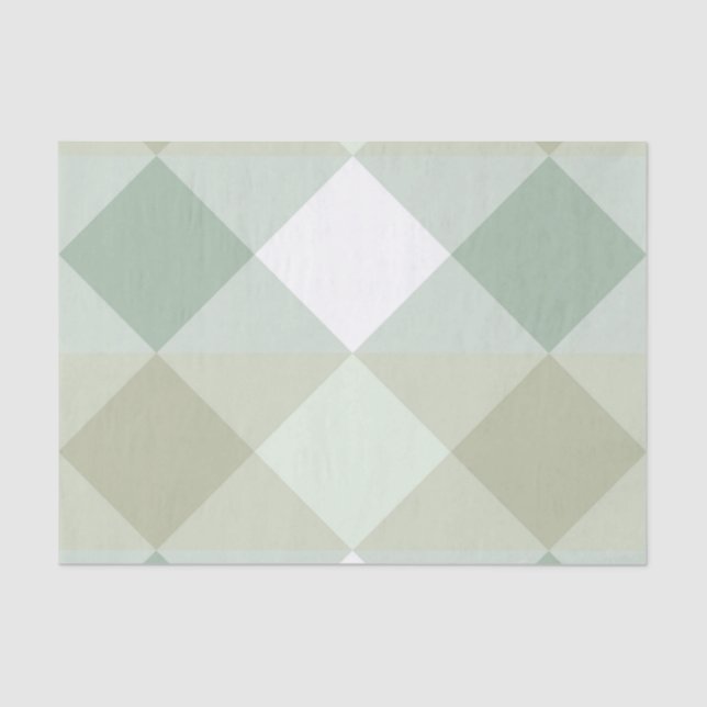 Elegant Green Geometric Diamond Pattern Decoupage Tissue Paper (Front)
