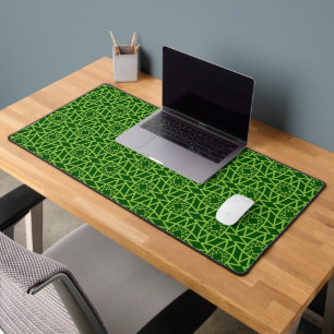 Elegant Green Geometric Patterns Desk Mat