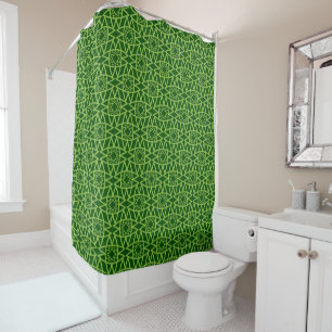 Elegant Green Geometric Patterns Shower Curtain