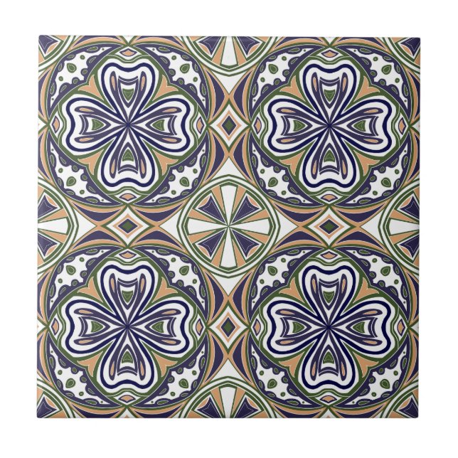 Elegant Green Geometric Tile Pattern 2 (Front)