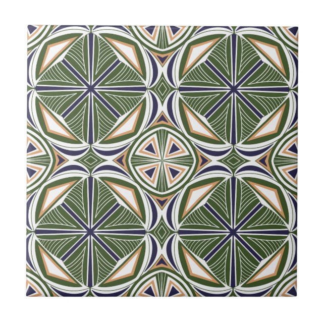 Elegant Green Geometrical Tile Pattern (Front)