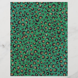 Elegant Green Glitter Black Gold Leopard Print  Custom Letterhead