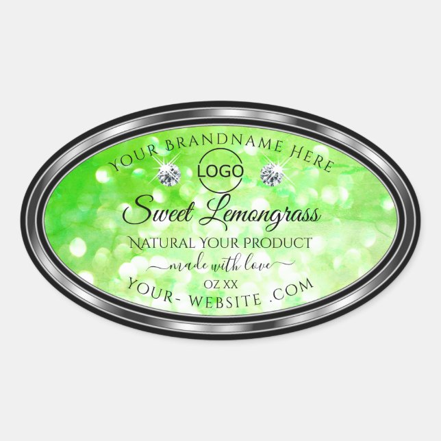 Elegant Green Glitter Product Labels Diamonds Logo (Front)