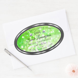 Elegant Green Glitter Product Labels Diamonds Logo