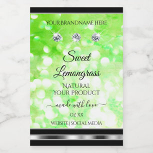 Elegant Green Glitter Product Labels Rhinestones