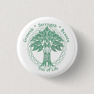Elegant Green Glitter Tree of Life Growth Strength 3 Cm Round Badge