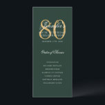 Elegant Green Gold 80th Birthday Program Menu<br><div class="desc">Elegant "Birthday Party Program" design with a sophisticated script typography w/ custom text.</div>