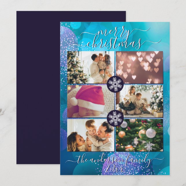 Elegant Green Gold Bokeh Art Merry Christmas Holiday Card (Front/Back)