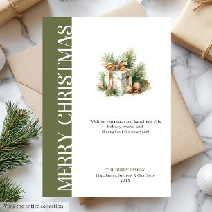 Elegant Green Gold Christmas Gift Digital Card