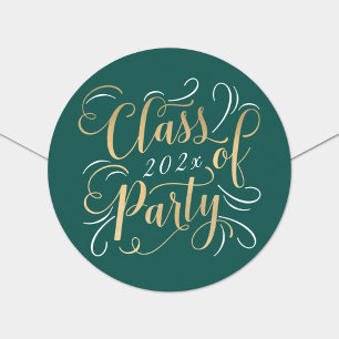 Elegant Green Gold Class of 2024 Graduation Classic Round Sticker