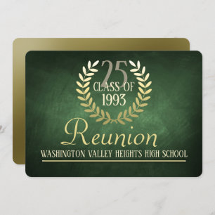 Elegant Green Gold Class Reunion Invitation
