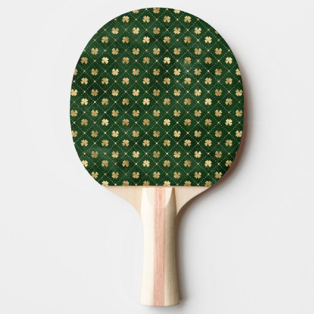 Elegant Green Gold Clover  Ping Pong Paddle (Front)