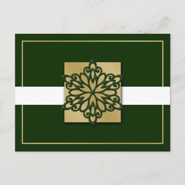 elegant green gold  Corporate Holiday Greeting s (Front)