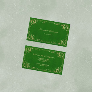 Elegant Green Gold Customisable Business Card