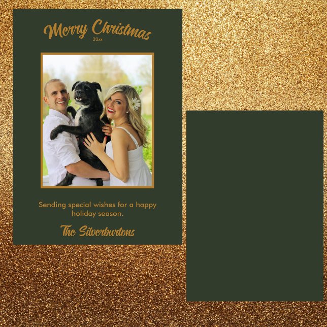 Elegant Green Gold Family Photo Christmas (Creator Uploaded)