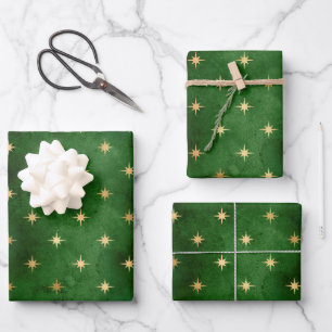 Elegant green gold foil Christmas lights pattern  Wrapping Paper Sheet
