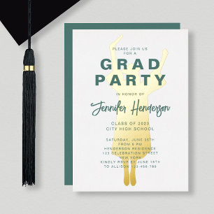 Elegant Green Gold Foil Graduation Party