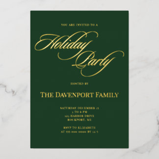 Elegant Green Gold Foil Holiday Party