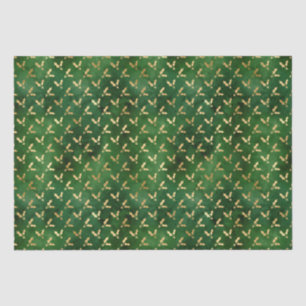 Elegant green gold foil mistletoe pattern holiday tissue paper