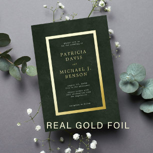 Elegant green gold foil typography wedding