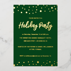 Elegant Green gold Holiday Party Confetti chic