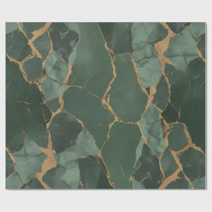 Elegant Green Gold Marble Wrapping Paper 