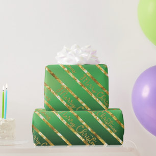 Elegant Green Gold Merry Christmas Wrapping Paper