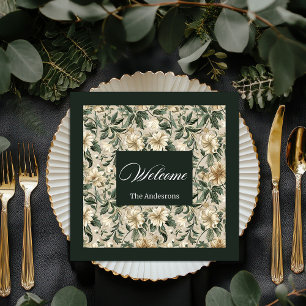 Elegant Green Gold Napkins Personalized Tableware