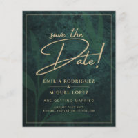 Elegant Green Gold Save the Date QR Code RSVP