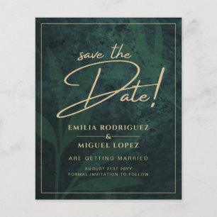 Elegant Green Gold Save the Date QR Code RSVP   Flyer