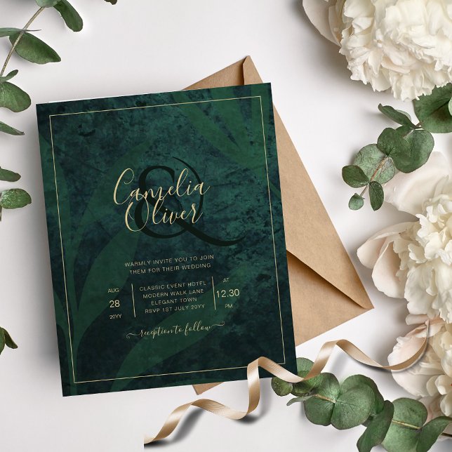Elegant Green Gold Save the Date QR Code RSVP   Flyer (Creator Uploaded)