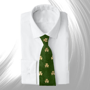 Elegant Green Gold Shamrock Tie