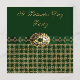 Elegant Green & Gold St. Patrick's Day Party Invitation