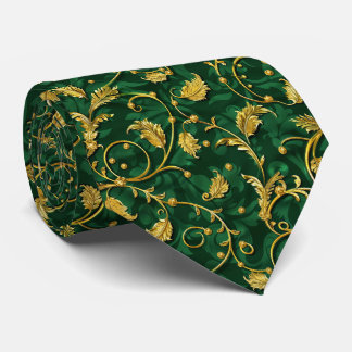 Elegant green gold tiled pattern  tie