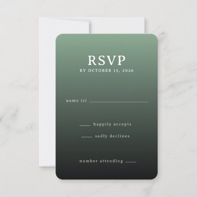 Elegant Green Gradient RSVP Card (Front)