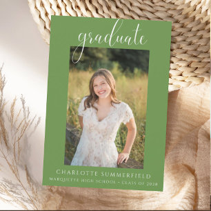 Elegant Green Graduation Party Photo Invitation