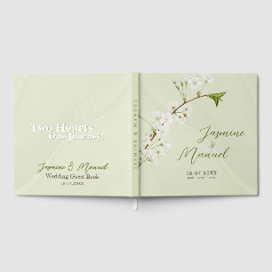 Elegant Green Gypsophilia Wedding Guest Book