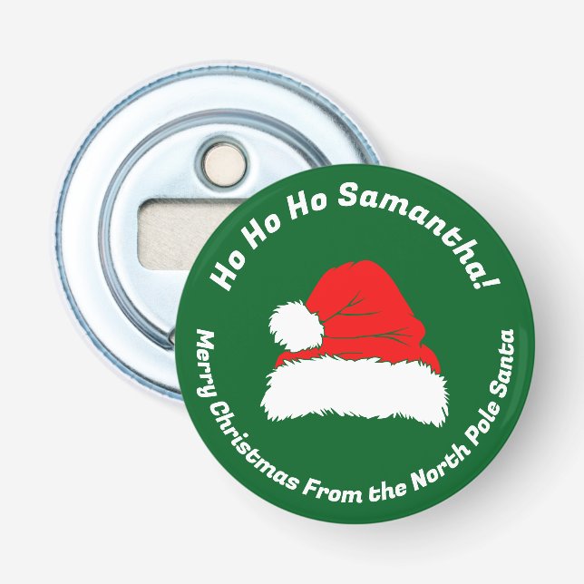 Elegant Green Ho ho ho Merry Christmas Bottle Opener (Front)