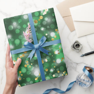 Elegant Green holiday Snowflakes Christmas Wrapping Paper