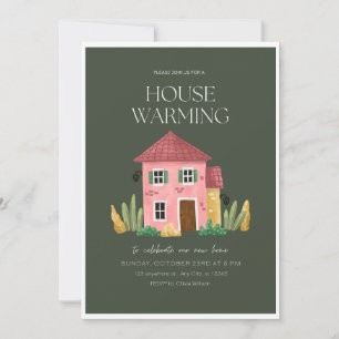 Elegant Green Invitation Card, Housewarming Card