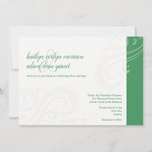 Elegant Green Invite, Caroline Wedding Invitation