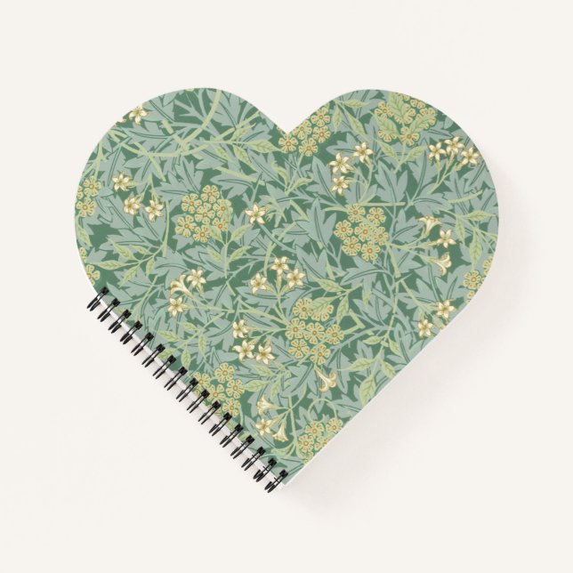 Elegant Green Jasmine Floral Pattern Notebook (Front)