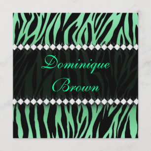 Elegant Green Jewelled Zebra Invite