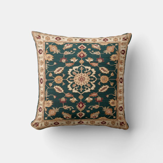 Elegant Green Kilim Pillows: Transform Your Space Cushion (Front)