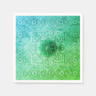 Elegant Green Lace Pattern Paper Napkins