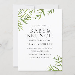 Elegant Green Leaf Baby & Brunch Baby Shower Invitation
