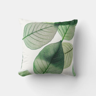 Elegant Green Leaf Throw Pillow Cover | Minimalist