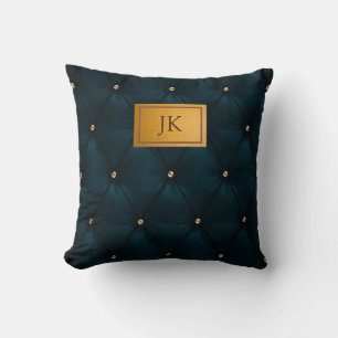 Elegant Green Leather,Diamonds,Monogram   Cushion