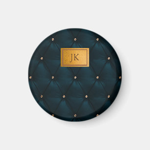 Elegant Green Leather,Diamonds,Monogram  Magnet