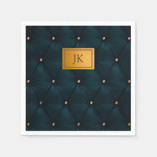 Elegant Green Leather,Diamonds,Monogram  Napkin